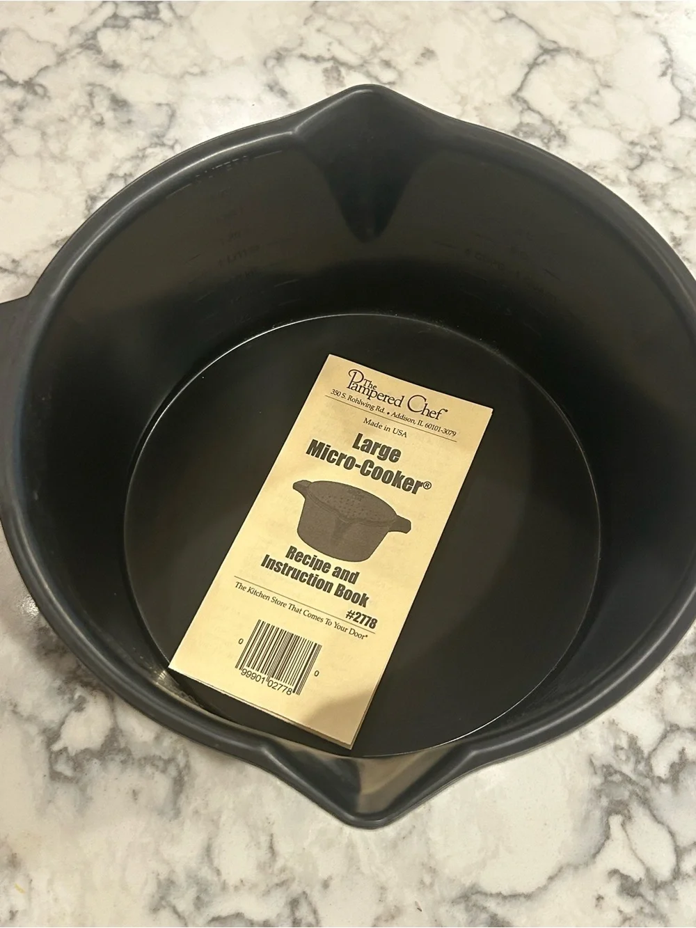 New Black Pampered Chef Large Micro Cooker Microwave Steamer Rice Strainer 8 cup